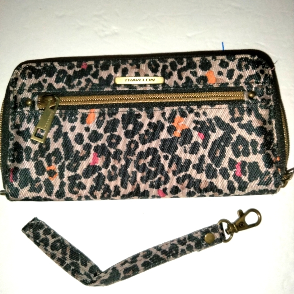 Travelon (Multicolor) Animal Print RFID Block Single Zip Around Wristlet Wallet